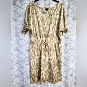 Ann Taylor Brown Short Sleeve Dress with Cinched Tie Waist Size 12